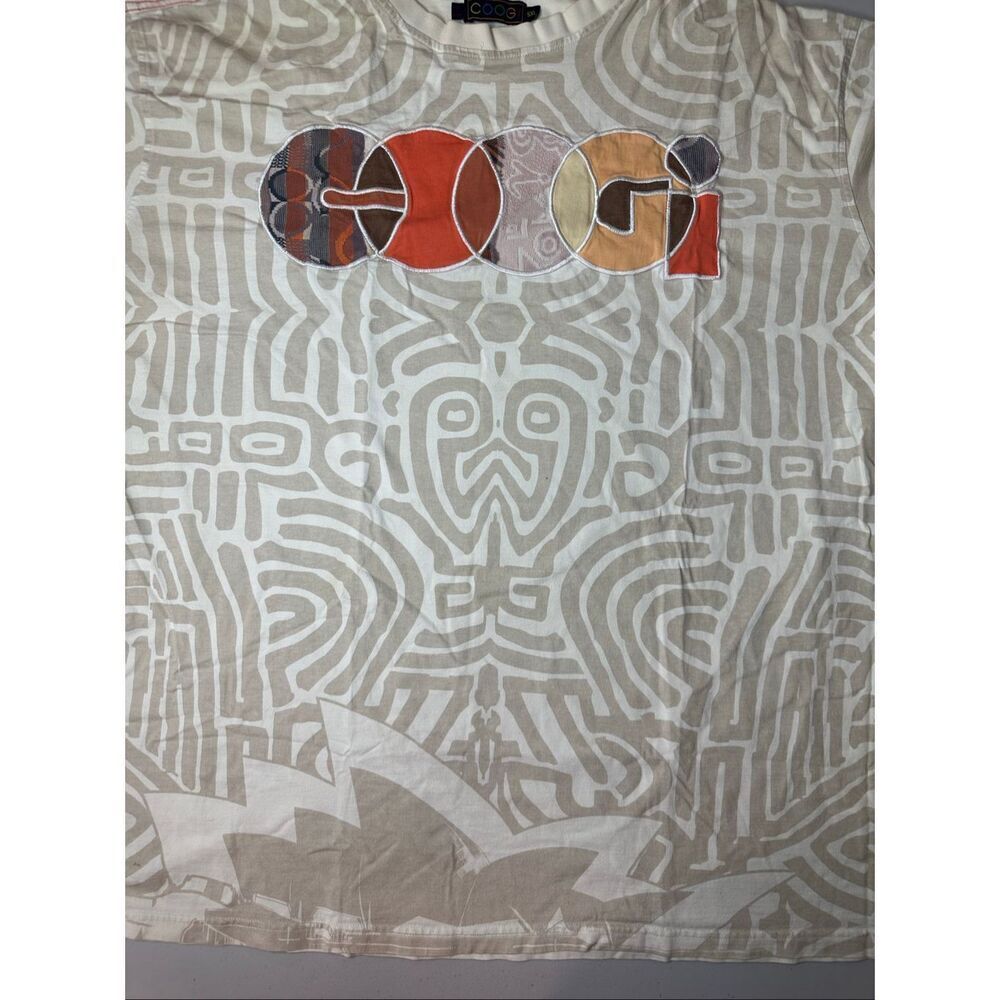COOGI Mens White Tan Embroidered Crest Logo Graphic Short Sleeve T-Shirt Size 5X